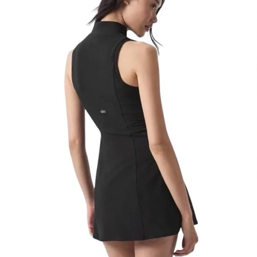 ALO Yoga Carefree Zip Mini Dress Black XS - Picture 7 of 8